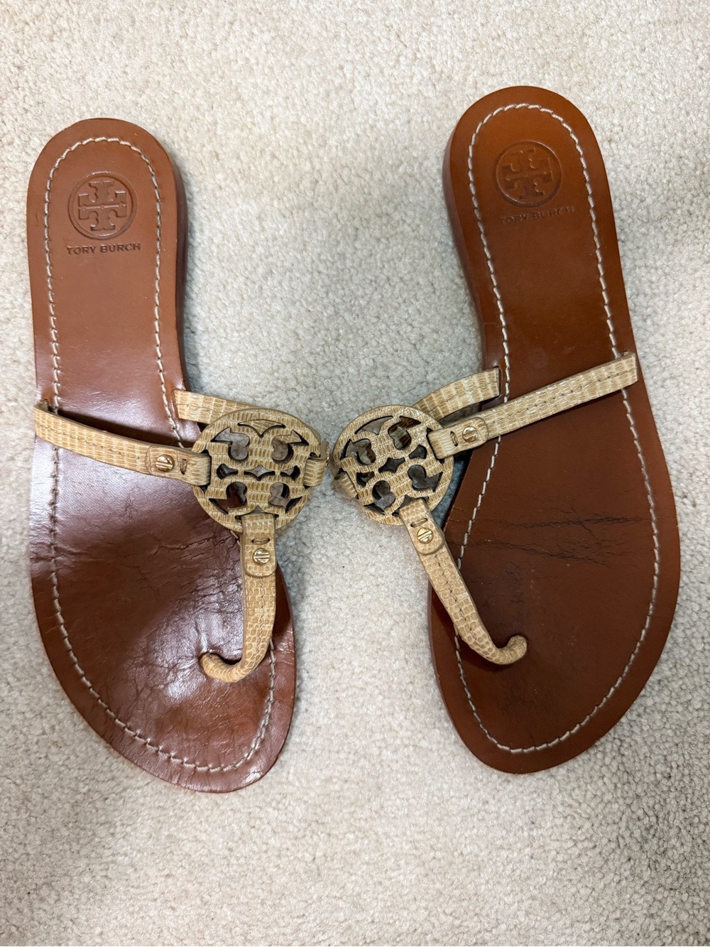 Tory Burch Thong Sandals 4 Pack - Black, Tan, Cork and Snake - Picture 8 of 9